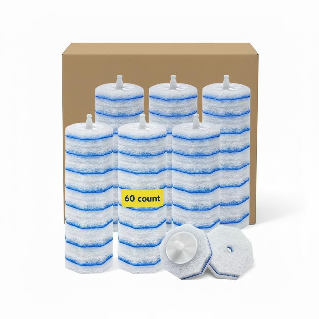 60 Count Toilet Wand Refills for Clorox,4X Cleaning Power Toilet Bowl Cleaner Refill Pads,Disposable Toilet Brush Scrubber Refills for Bathroom