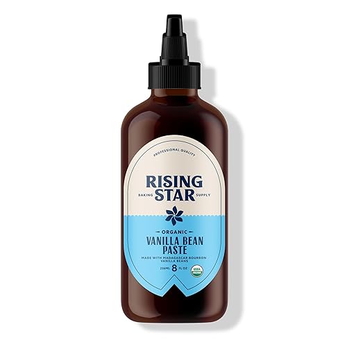 Rising Star Organic Vanilla Bean Paste, 8 oz (1 Ct) - Organic Madagascar Bourbon Bean Paste for Baking & Desserts, Non-GMO, Vegan, Gluten-Free