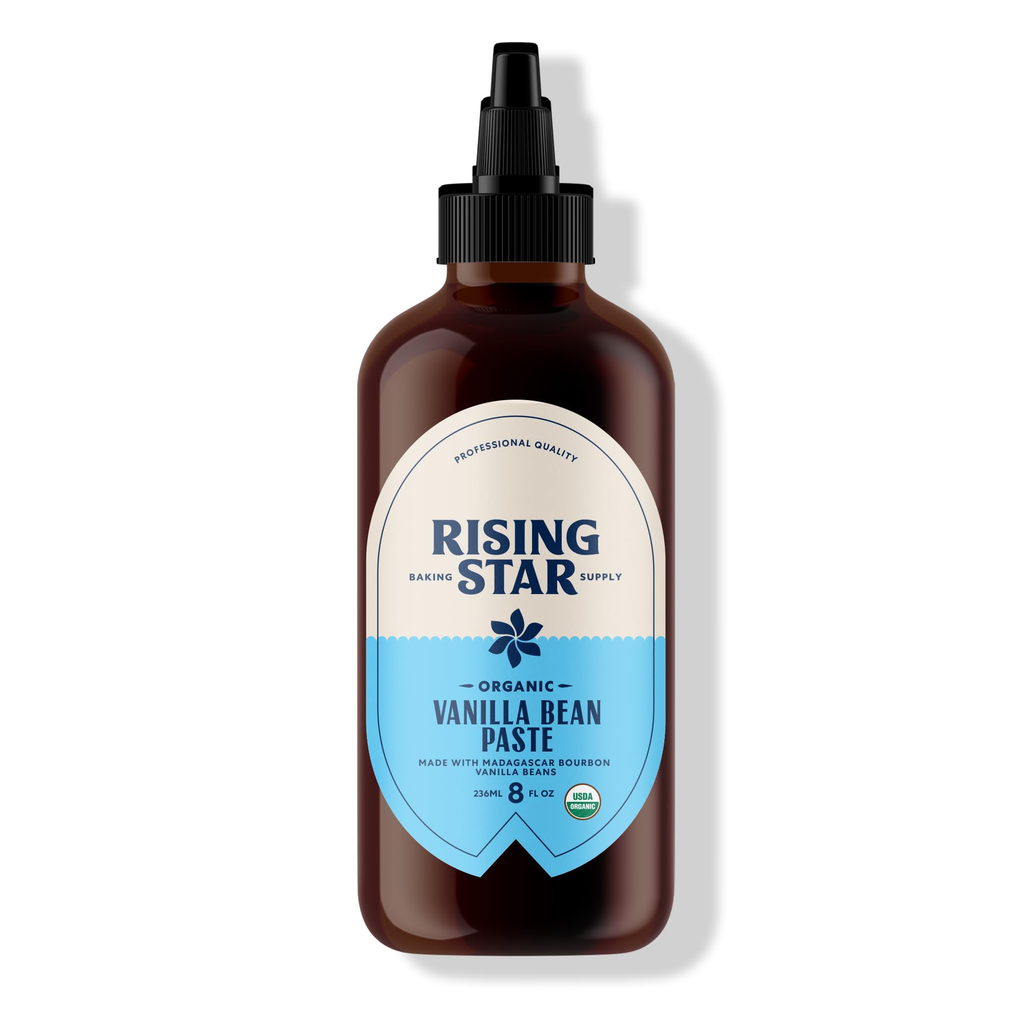 Rising Star Organic Vanilla Bean Paste, 8 oz (1 Ct) - Organic Madagascar Bourbon Bean Paste for Baking & Desserts, Non-GMO, Vegan, Gluten-Free