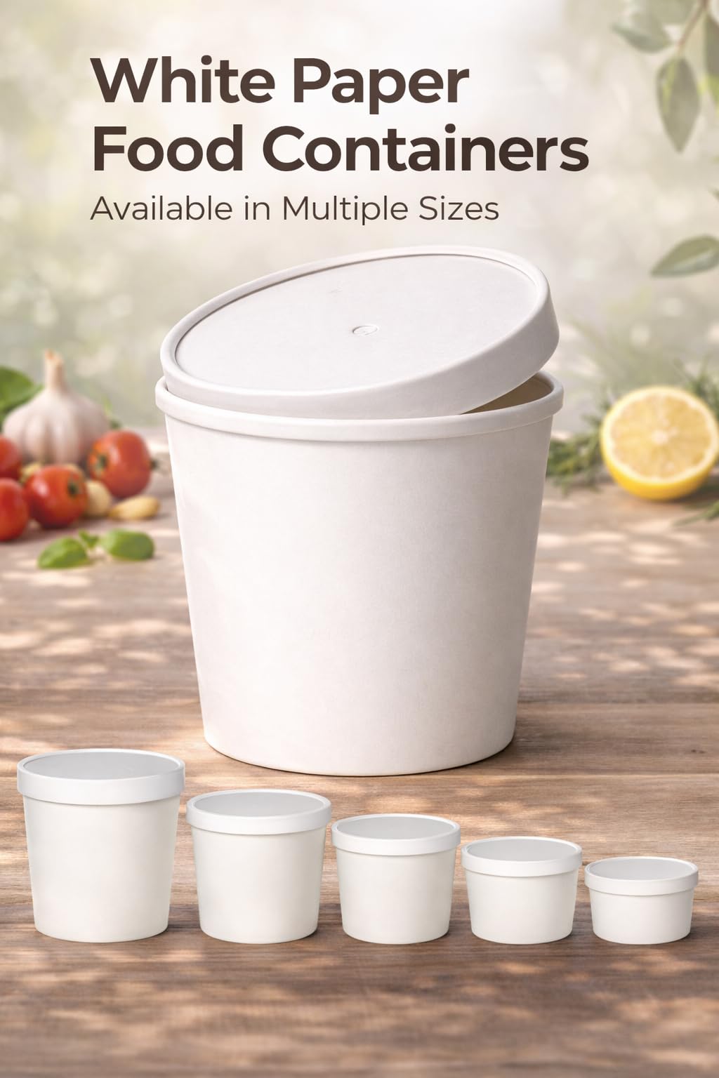 Eco Friendly Recyclable Kraft Soup Bowls | White Disposable Food Cups with Lids | Containers - Soup Cups Great for Restaurants, Take-Outs, Or
