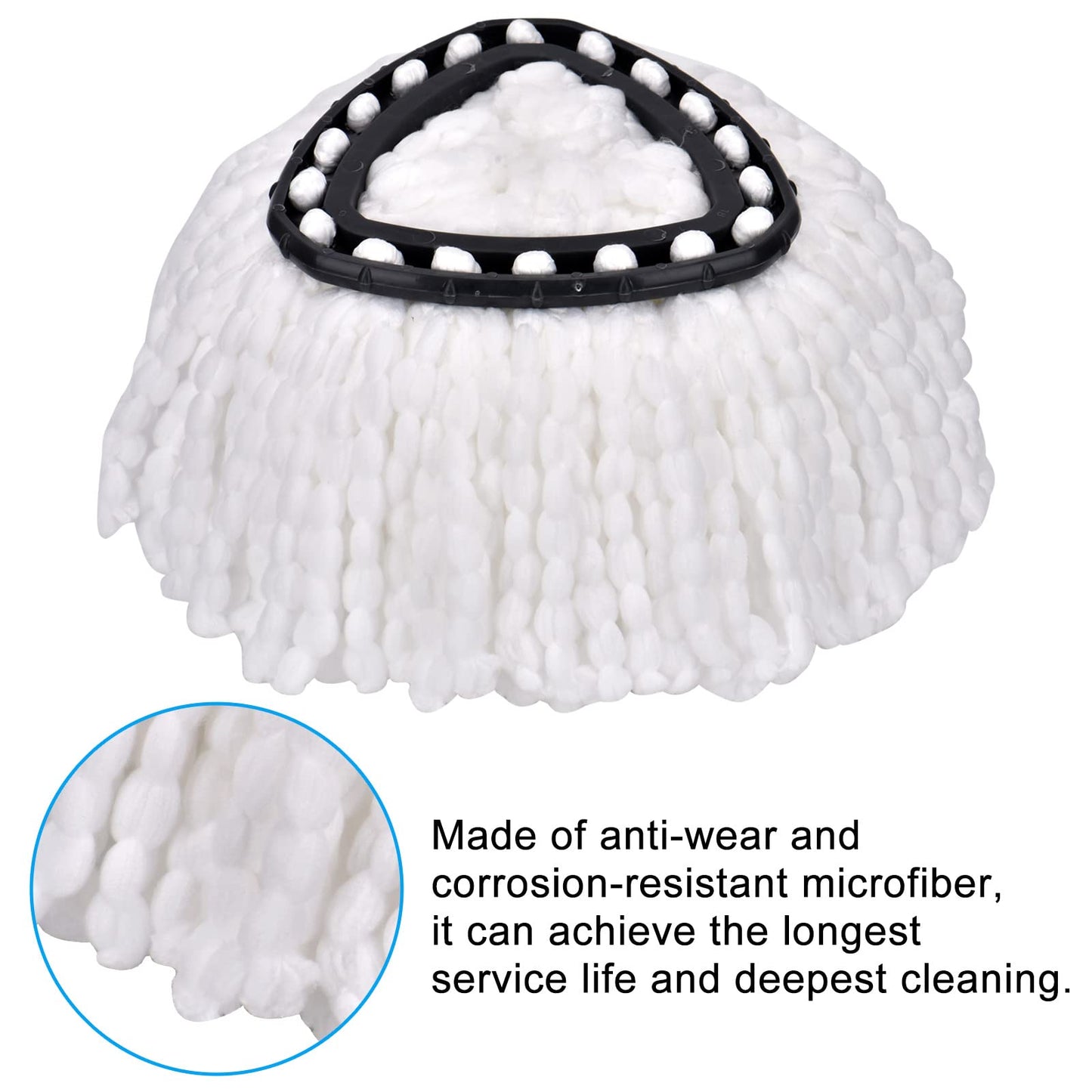 Spin Mop Replacement Head, 4 Pack Mop Replace Heads Compatible with 360 Degree Spin Mops, Microfiber Spinning Mop Refill, Easy Cleaning and Wring Spin