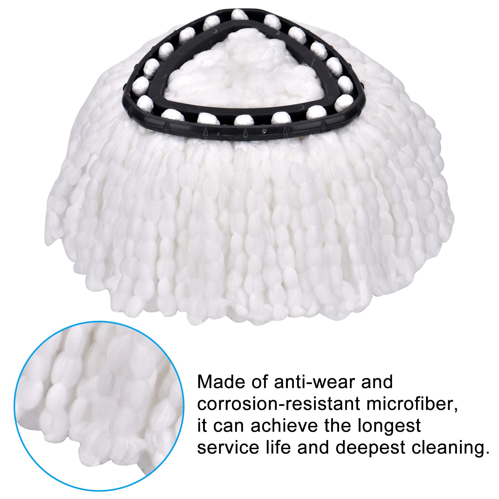 Spin Mop Replacement Head, 4 Pack Mop Replace Heads Compatible with 360 Degree Spin Mops, Microfiber Spinning Mop Refill, Easy Cleaning and Wring Spin