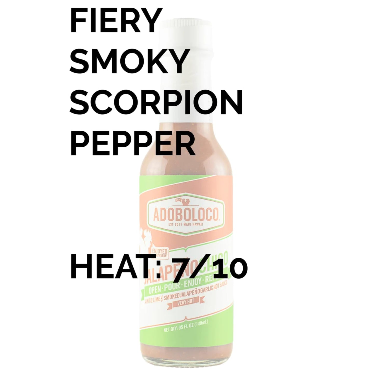 Adoboloco Jalapeo Chico Hot Sauce 5oz - Smoky Ghost Pepper & Jalapeo Bold Heat Level 07/10 - Seen on Hot Ones All Natural Hot Sauce, Made in USA
