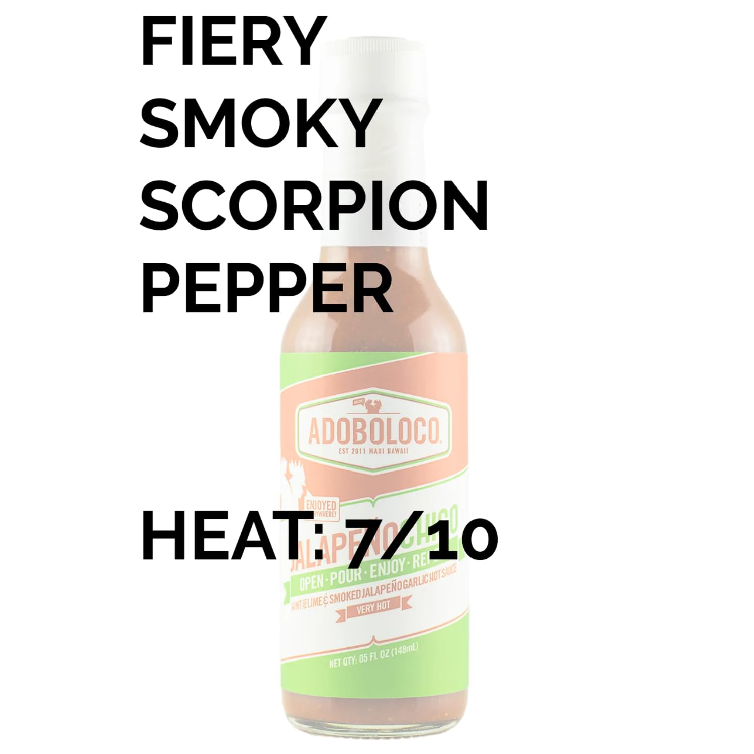 Adoboloco Jalapeo Chico Hot Sauce 5oz - Smoky Ghost Pepper & Jalapeo Bold Heat Level 07/10 - Seen on Hot Ones All Natural Hot Sauce, Made in USA
