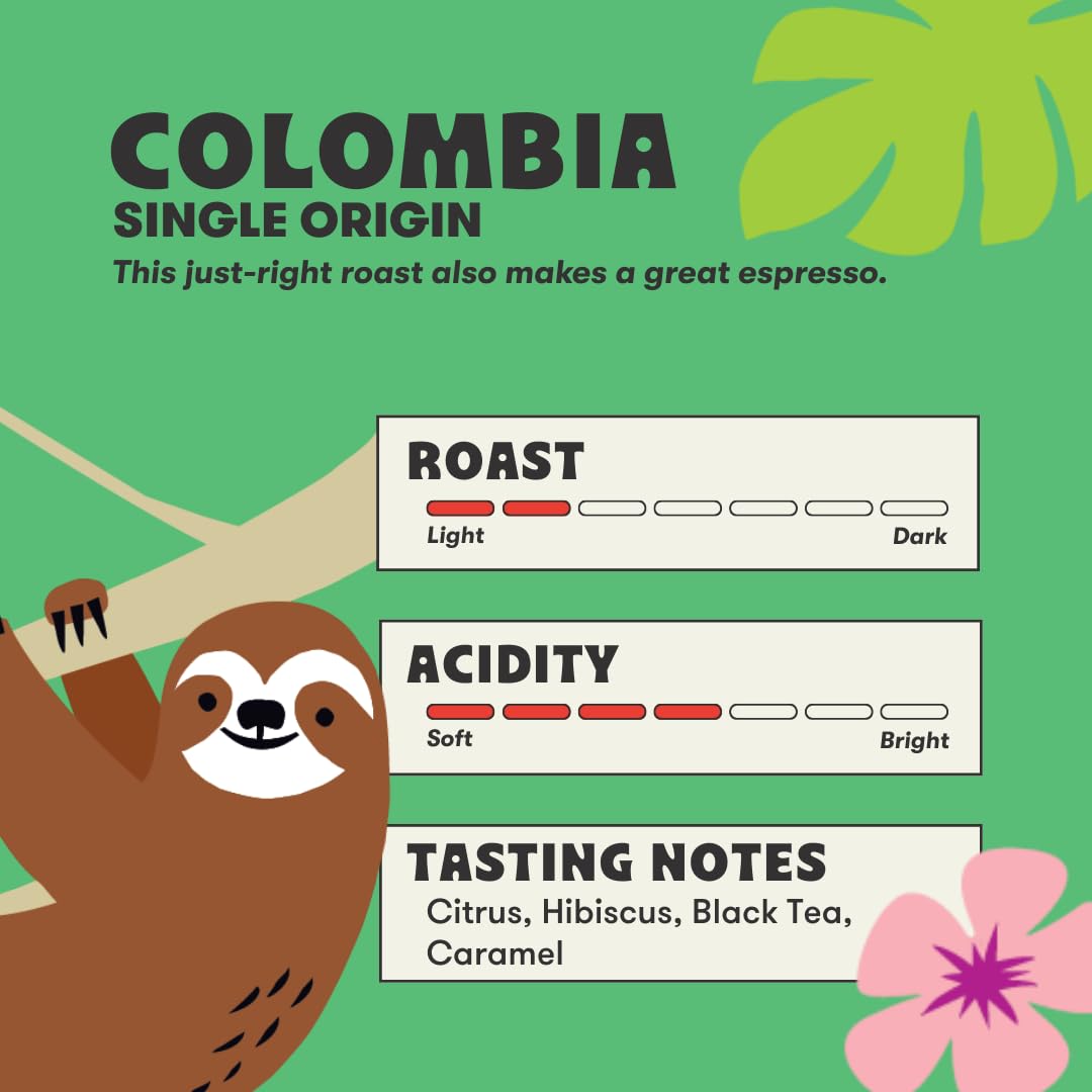 Peace Coffee Colombia Single Origin Medium Roast Whole Bean Coffee, 5 lb, Organic Fair Trade, Crisp, Mild Flavor, Shade Grown, Fresh Roasted