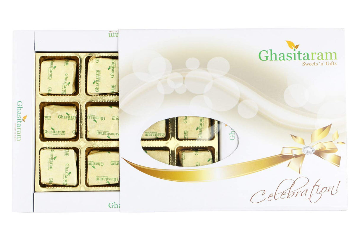 Ghasitaram Gifts Sugarfree Assorted Chocolates 12 pcs White Box-200gms