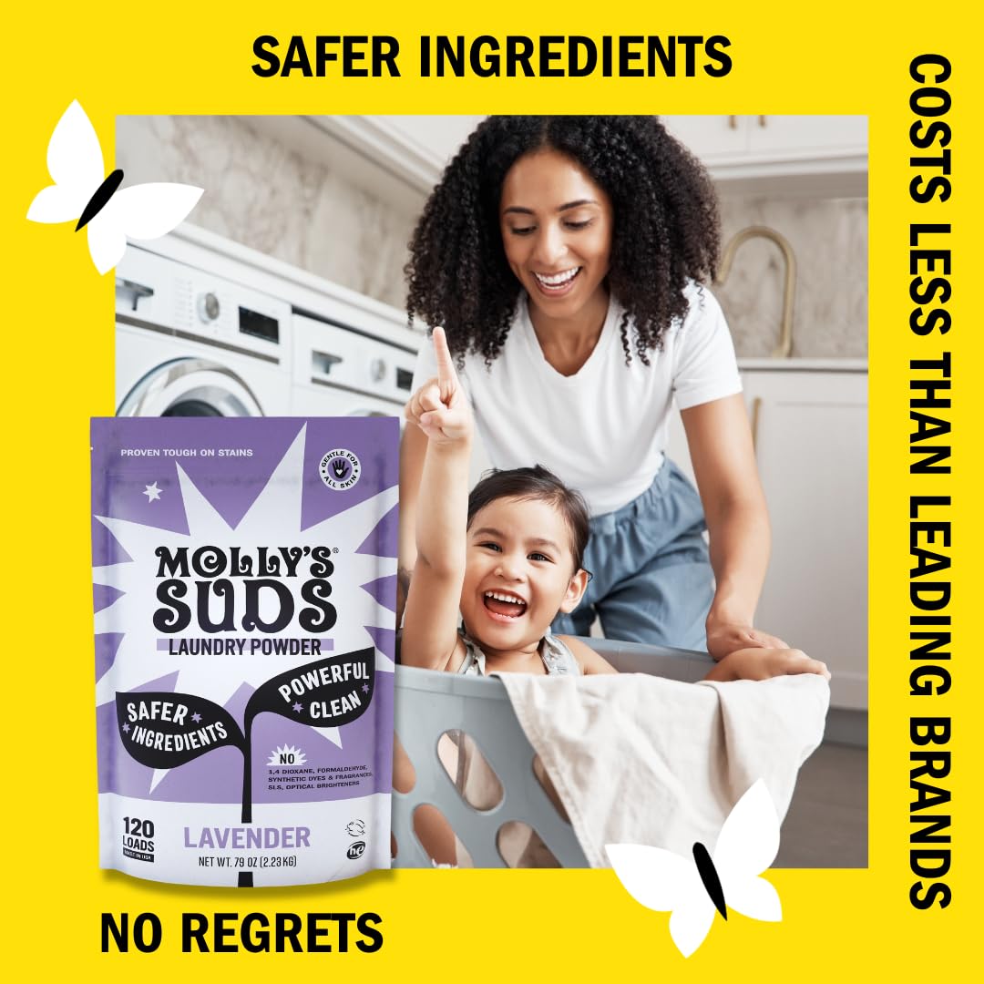 Molly's Suds Original Laundry Detergent Powder | Clean Laundry Detergent Powder for Sensitive Skin | Simple, Effective Ingredients, Stain Fighting |