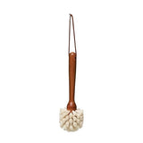 Beech Wood Dish Brush w Leather Strap, Dark Brown