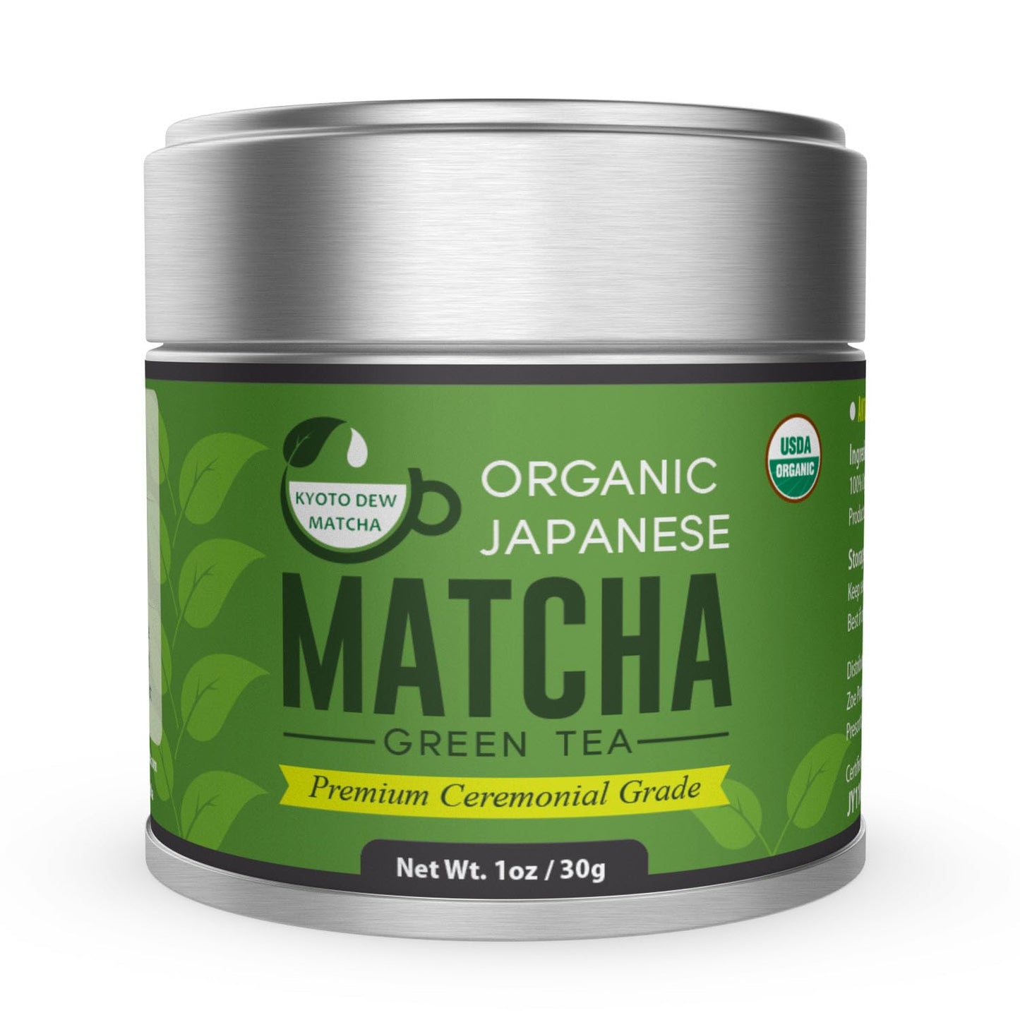 Kyoto Dew Matcha - Ceremonial Blend - Authentic Japanese First Harvest - USDA & JAS Organic Ceremonial Grade Matcha Green Tea Powder from Uji, Kyoto
