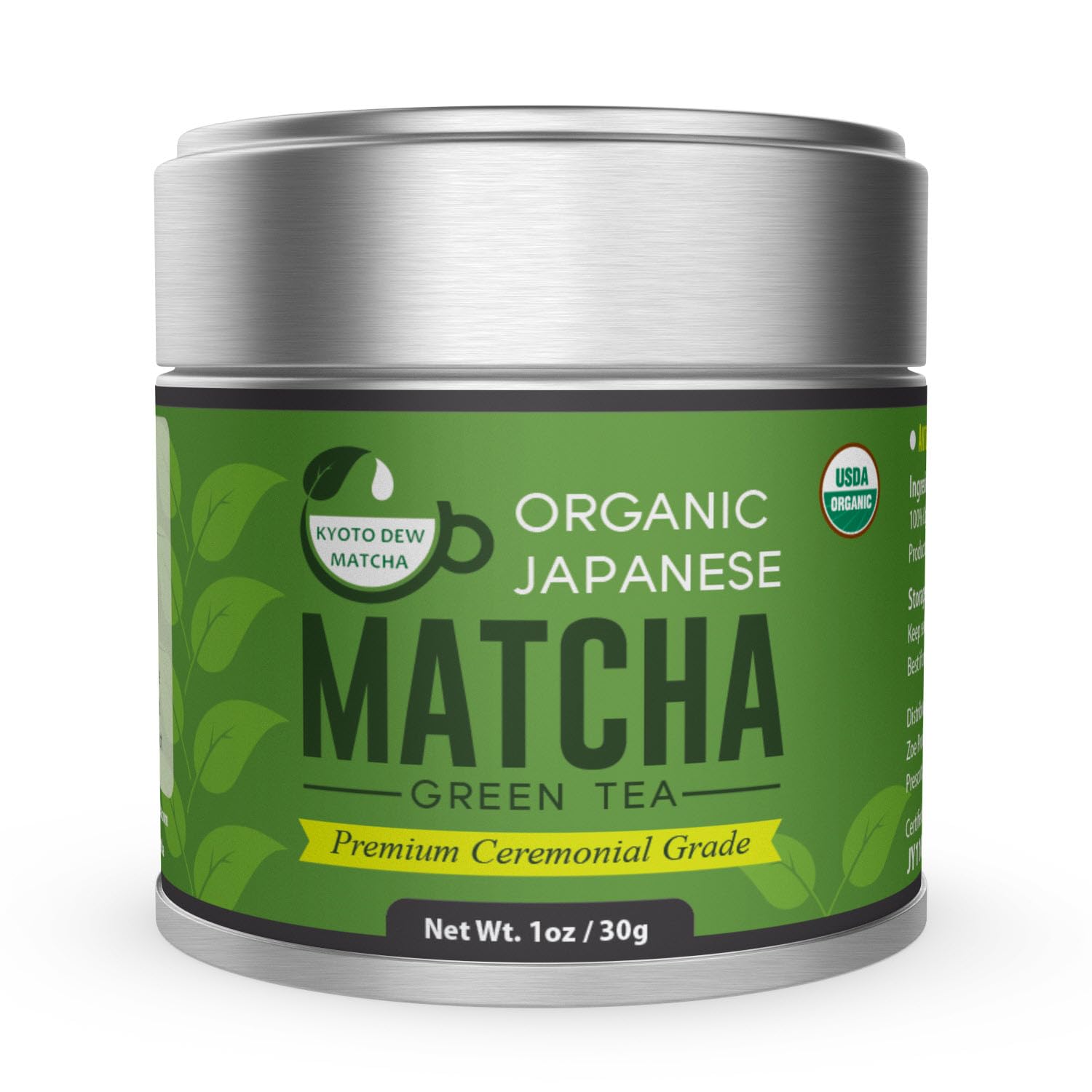 Kyoto Dew Matcha - Ceremonial Blend - Authentic Japanese First Harvest - USDA & JAS Organic Ceremonial Grade Matcha Green Tea Powder from Uji, Kyoto