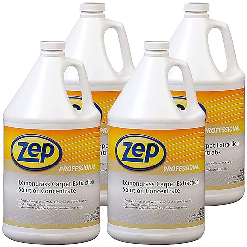 Zep Lemongrass Carpet Extraction Solution Concentrate - 1 Gallon (Case of 4) 1041398 - Helps Prevent Stains and Leave No Residue