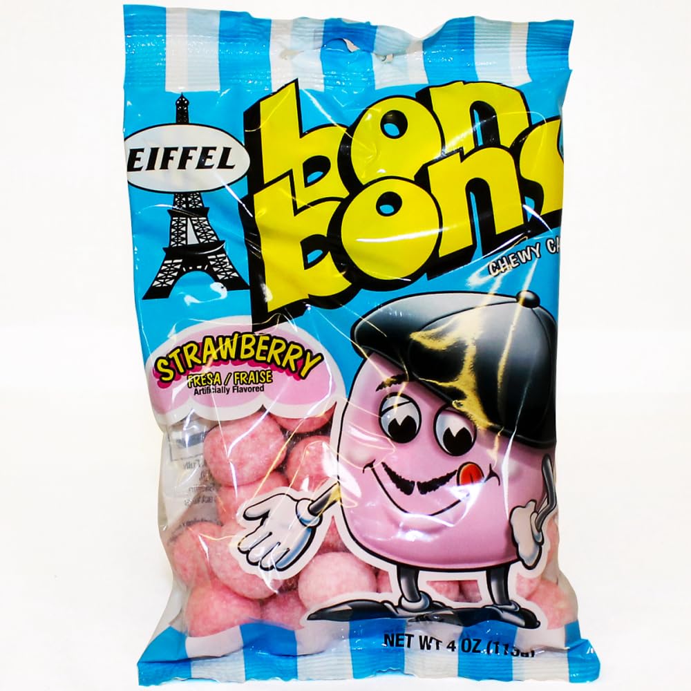 Eiffel Bon Bons Strawberry Chewy Candy, 4 Ounce -- 12 per case.