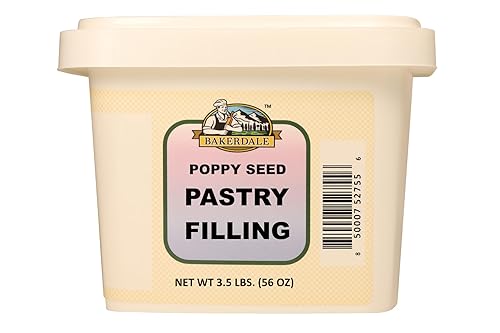 Bakerdale Poppy Seed Filling for Baking, Pastry and Cake Filling 3.5 Lbs Reclosable Container