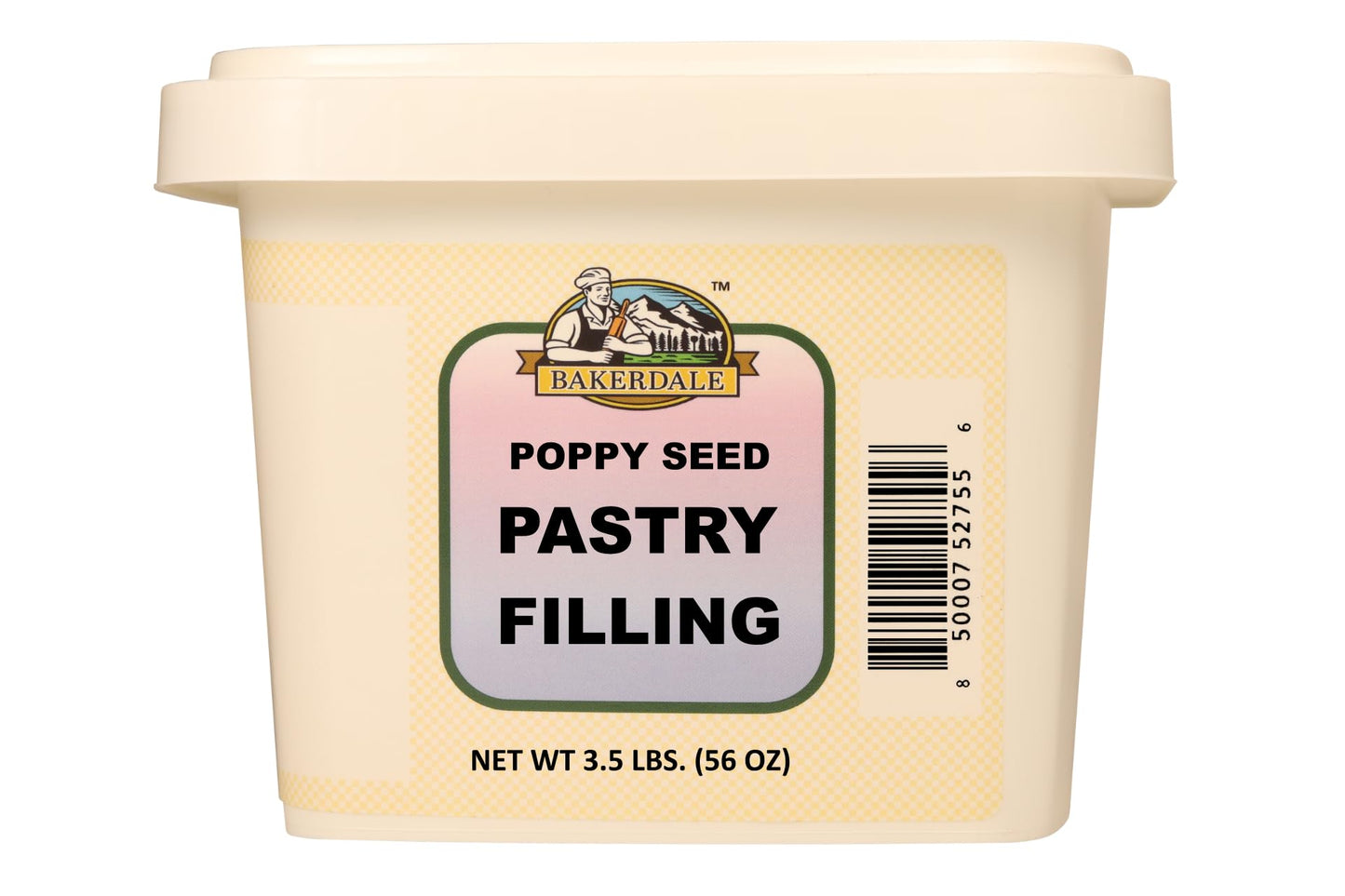Bakerdale Poppy Seed Filling for Baking, Pastry and Cake Filling 3.5 Lbs Reclosable Container