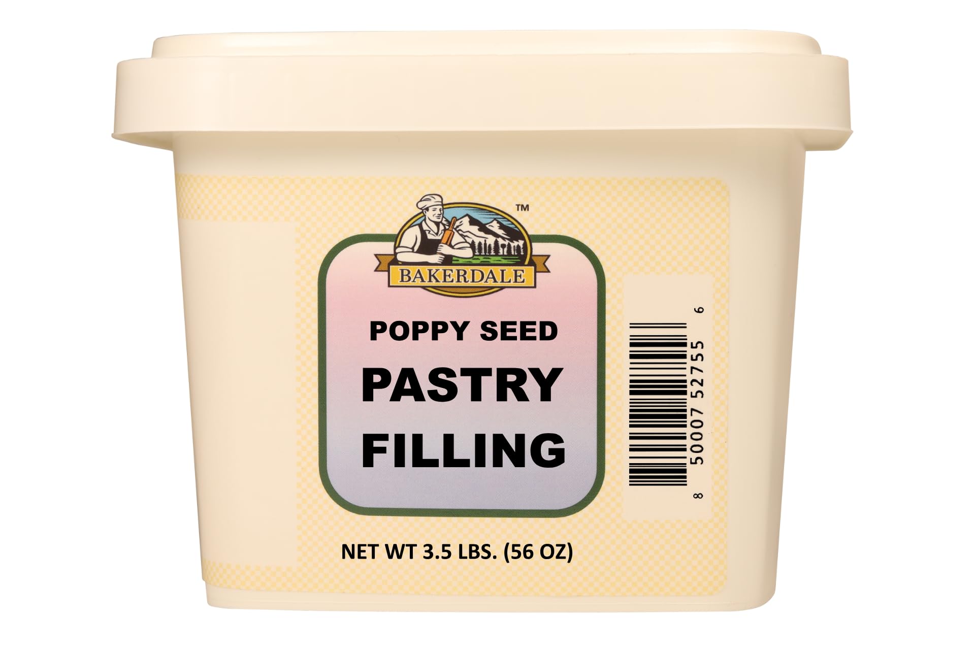 Bakerdale Poppy Seed Filling for Baking, Pastry and Cake Filling 3.5 Lbs Reclosable Container