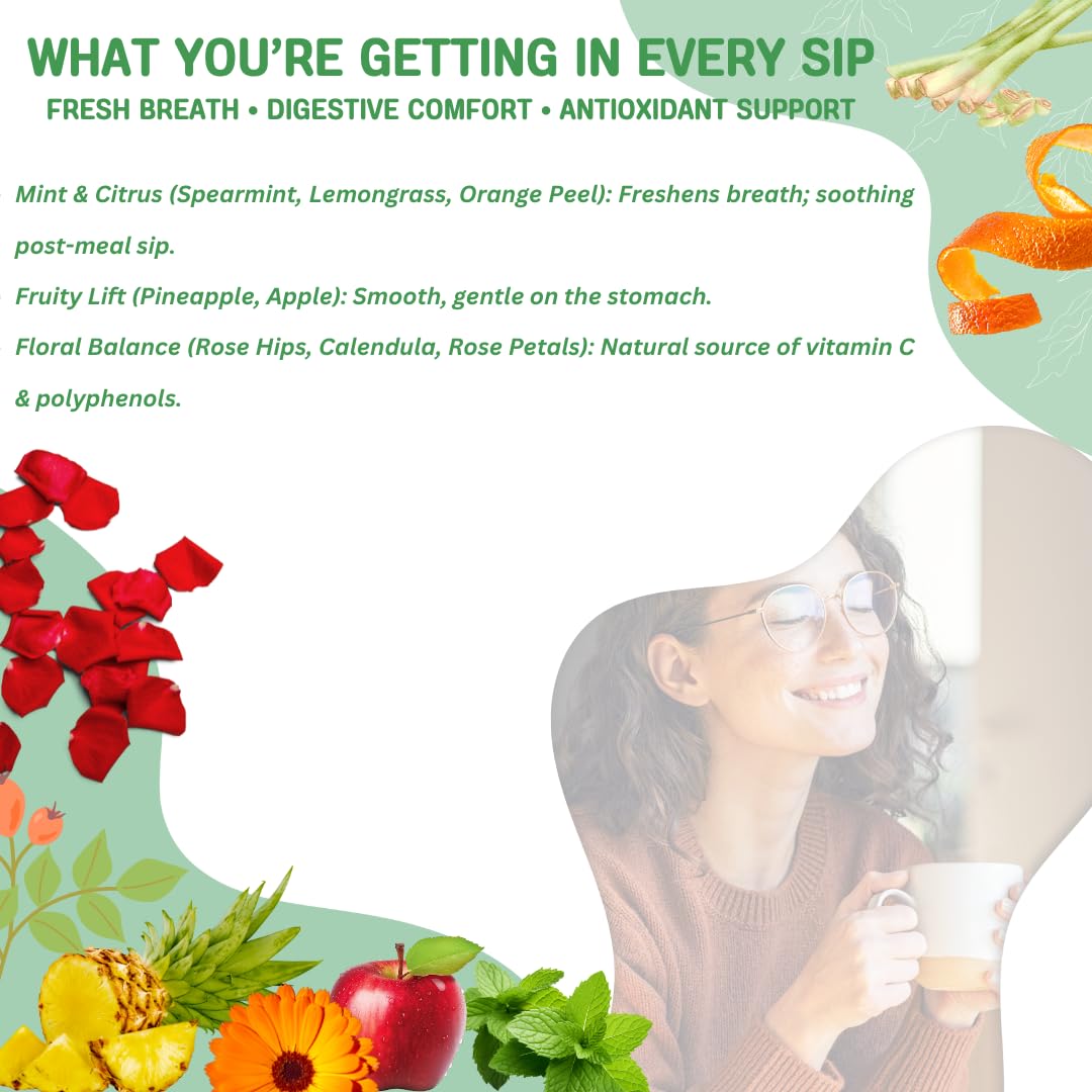 Pineapple Mint Herbal Tea - 3 oz, 35 Tea Bags - Pineapple, Mint & Lemongrass Blend - Refreshing Caffeine-Free Tropical Infusion for Fresh Breath