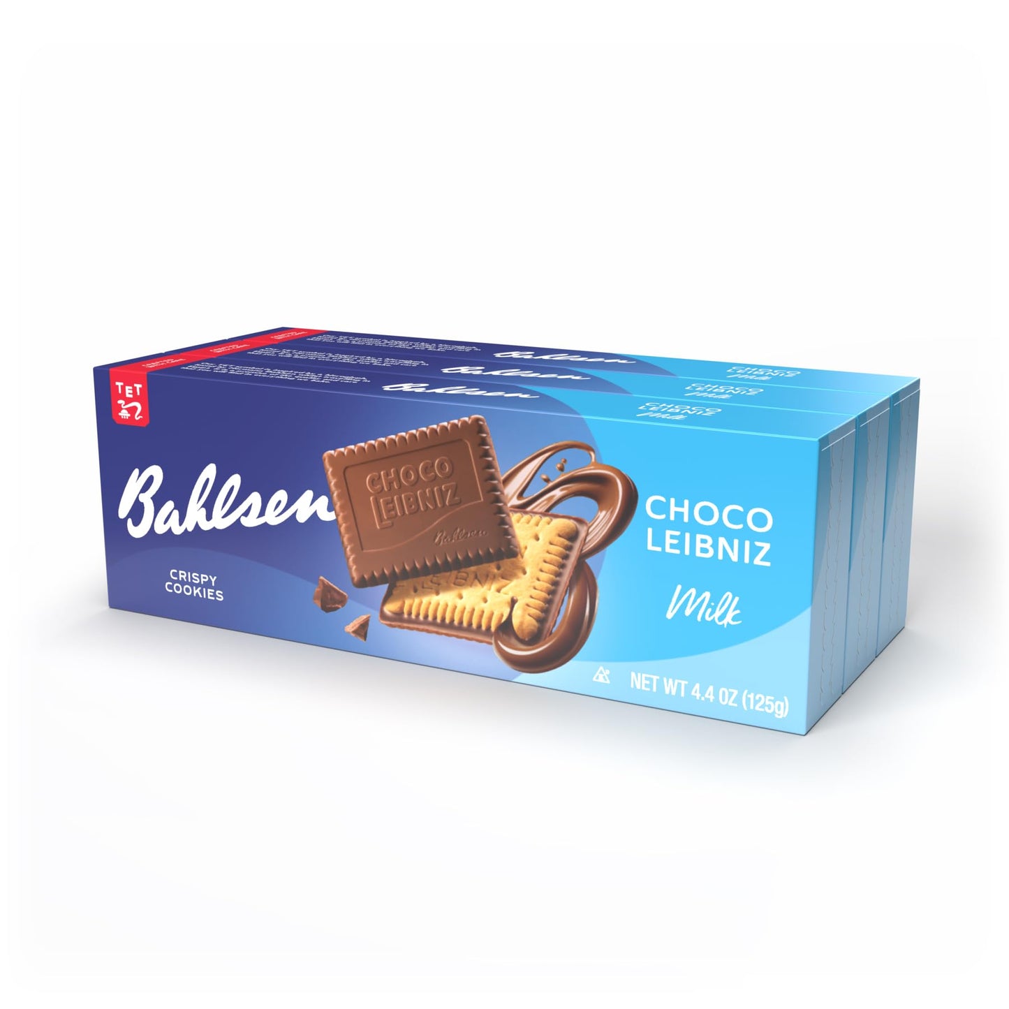 Bahlsen Choco Leibniz Milk Cookies (3 boxes) - Leibniz Butter Biscuits topped with a thick layer of German Chocolate - 4.4 oz boxes