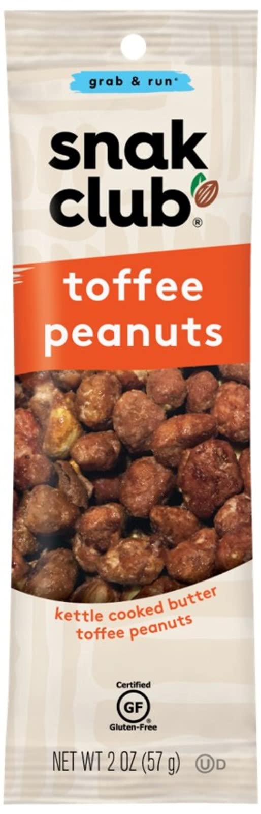 Snak Club Toffee Peanuts, 2 Ounce (Pack of 12)