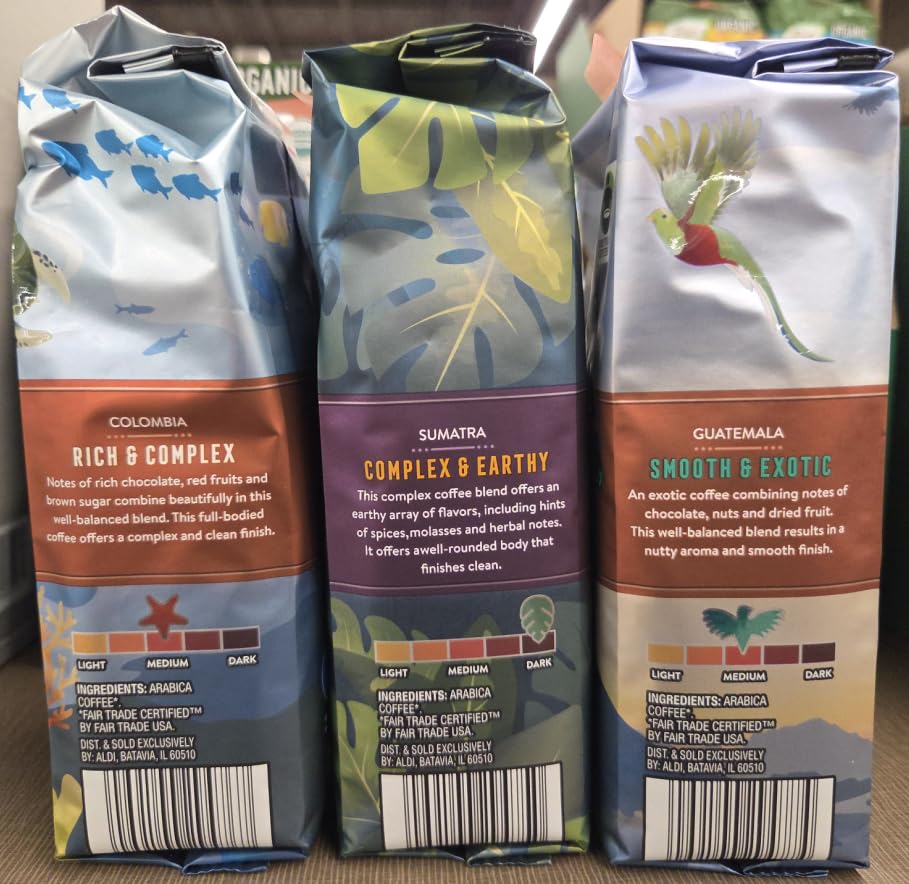 Barissimo 3 Combo 100% ARABICA Ground Coffees: Sumatra, Guatemala and Columbia 12oz 340g (Three Bags)