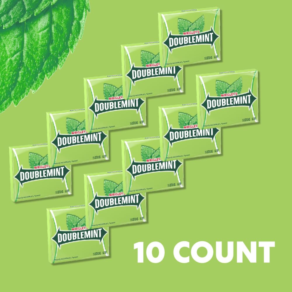 Wrigley's Doublemint Chewing Gum, 15 Piece, Pack of 10