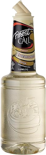 Finest Call Premium Elderflower Syrup Drink Mix, 1 Liter Bottle (33.8 Fl Oz), Individually Boxed