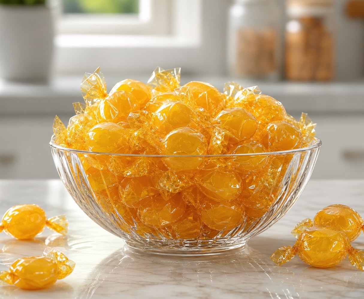 Butterscotch Buttons Candy - 2 lb Bulk Bag of Individually Wrapped Classic Hard Nostalgic Sweets with Rich Butter Flavor