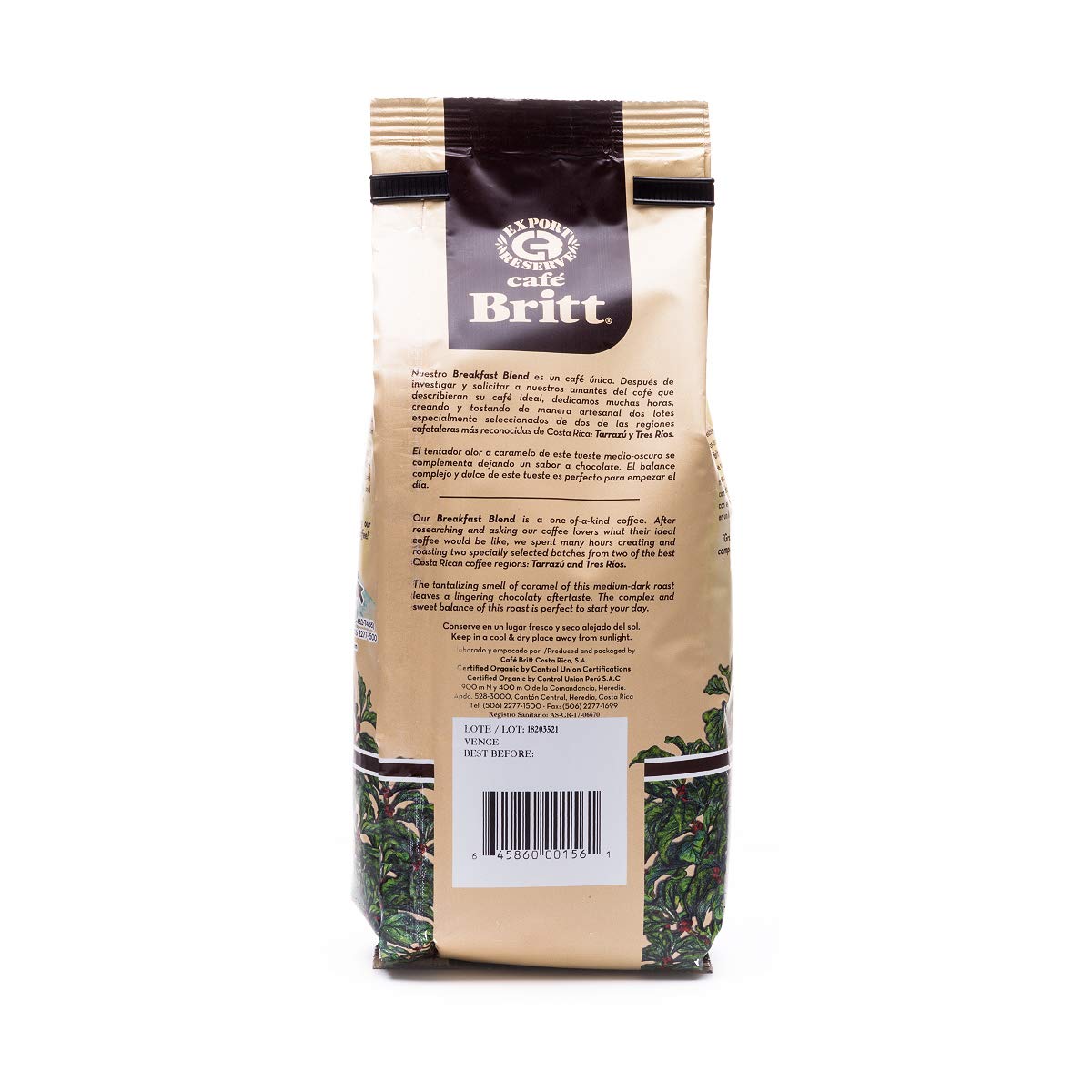 Café Britt® - Costa Rican Breakfast Blend Coffee (10.5 oz.) (3-Pack) - Whole Bean, Arabica Coffee, Kosher, Gluten Free, 100% Gourmet & Medium Dark