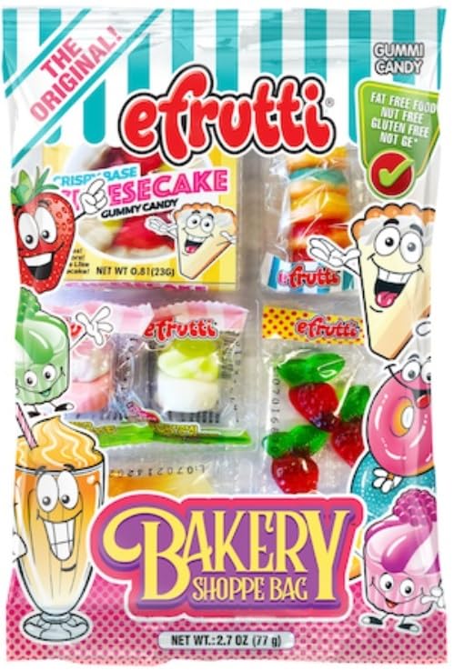 eFrutti Gummi Candy Variety, Movie Bag, Lunch Bag, Sour Lunch Bag, and Bakery Shoppe Bag, 2.2 Ounce (Pack of 4) - with MYD Bag Clip