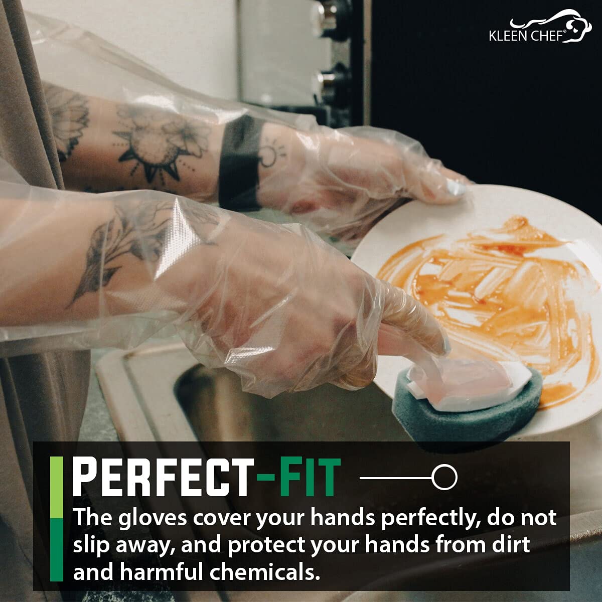 KLEEN CHEF Disposable Food Handling Elbow Length Poly Gloves | One Size Fits Most, 100 per box (1 box)