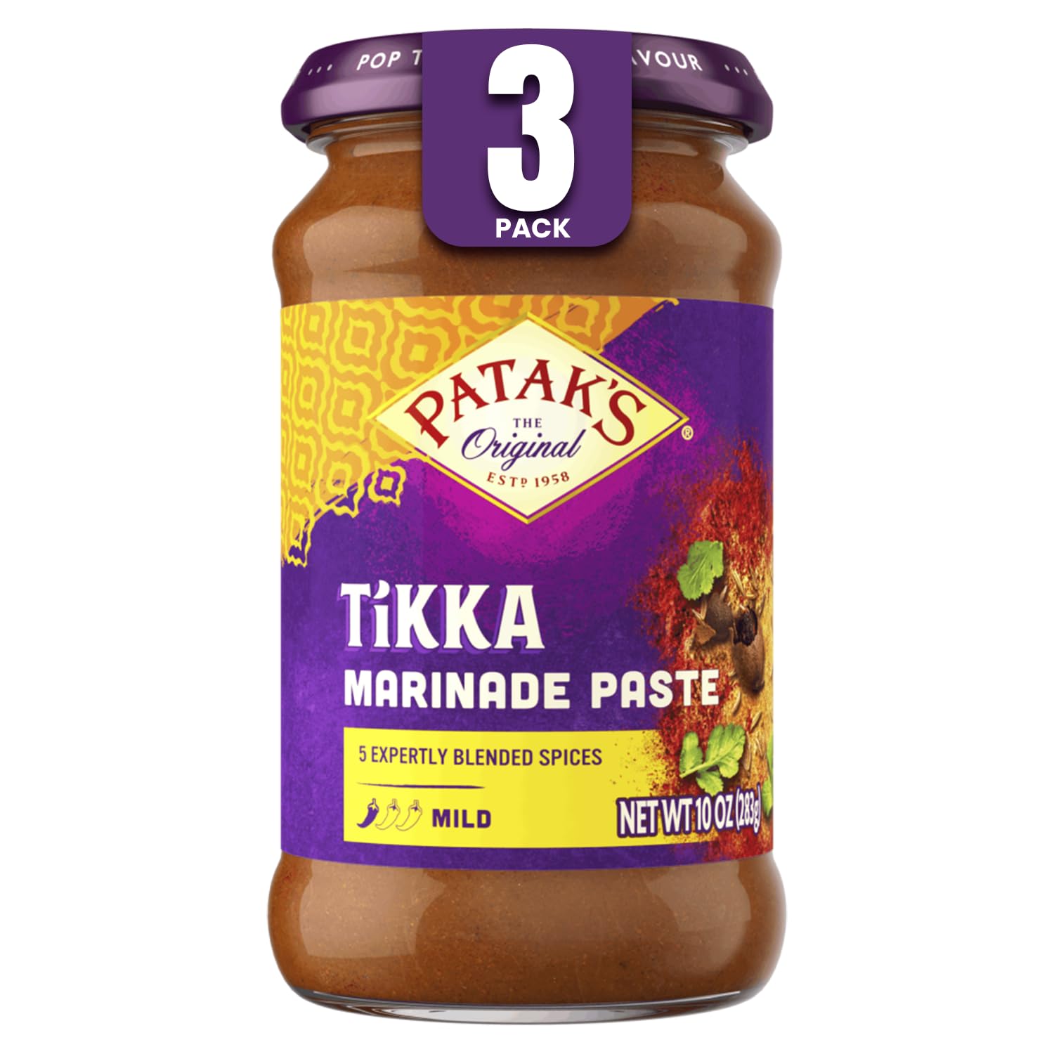 Patak’s Tikka Marinade Paste 10 oz Jar (Pack of 3) - Authentic Indian Cooking Paste for Tikka Masala - Made with Paprika, Tamarind & Spices - No