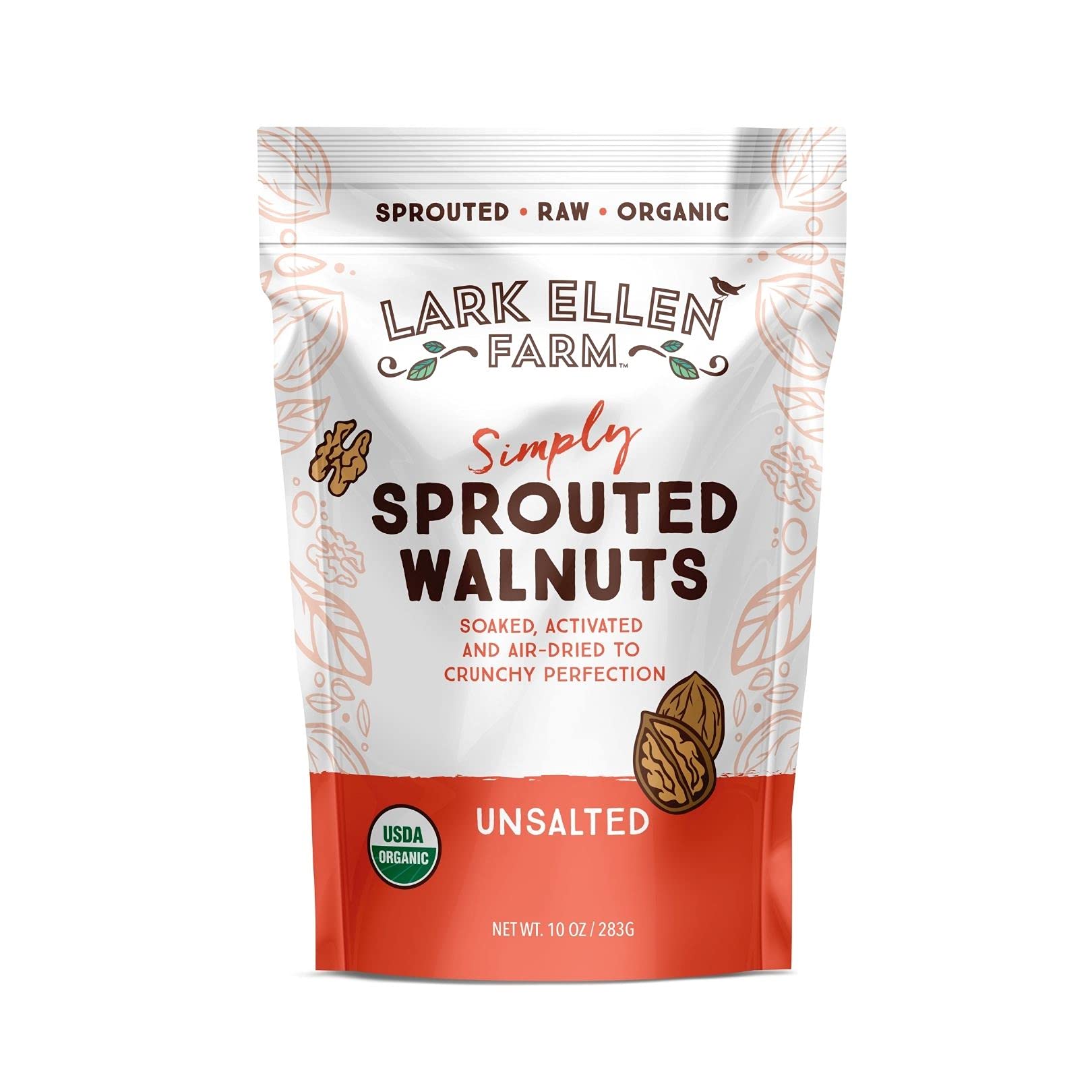 Lark Ellen Farm Sprouted Organic Certifed Walnuts Unsalted - Non GMO, Keto Snacks, Paleo, Gluten Free, Vegan, Organic, Plant Based, High Protein, Low