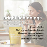 Bright Beginnings Lemon Ginger Tea Early Pregnancy & Beyond Herbal Blend for Nausea, Morning Sickness, Anxitey, Nervous System Support, Acid Reflux