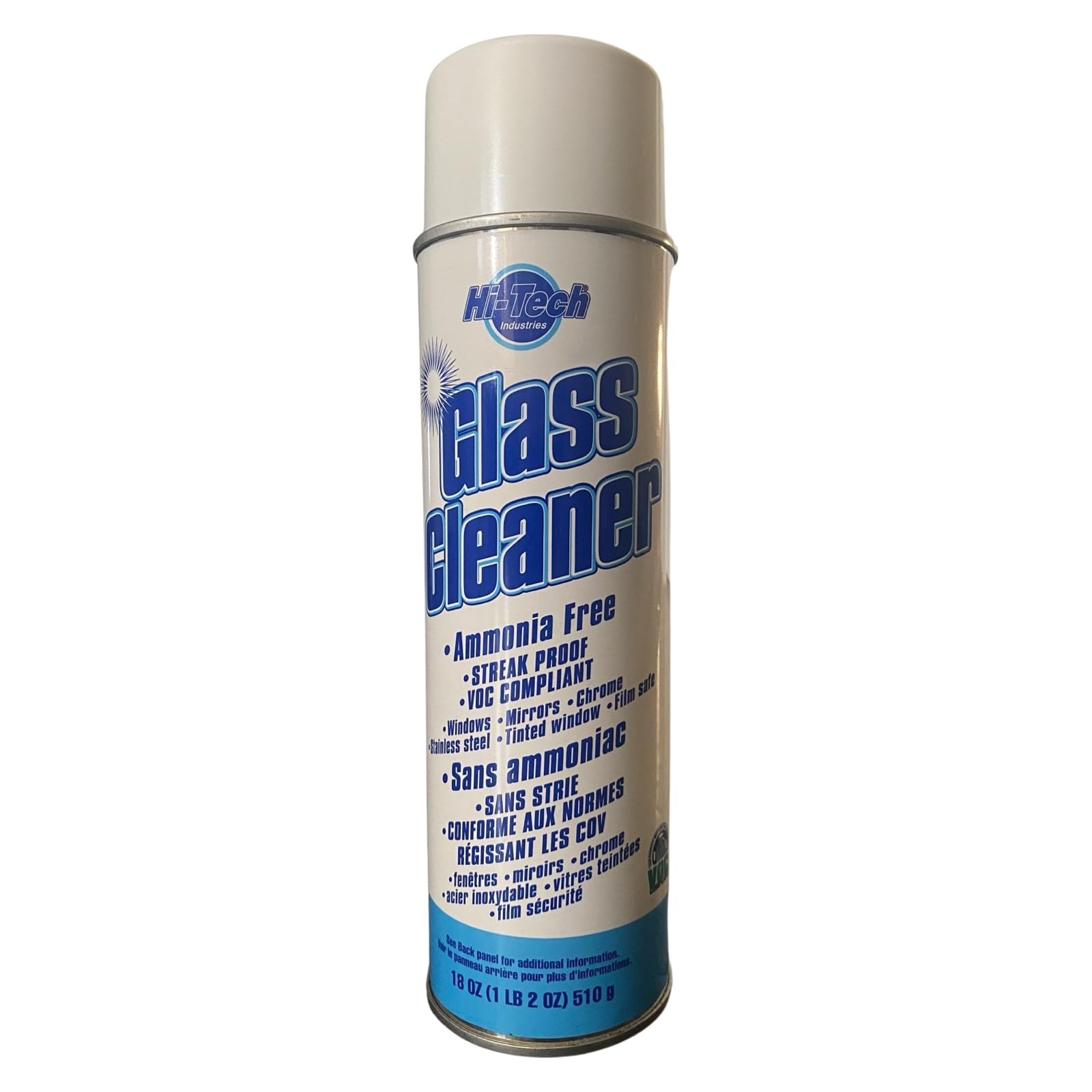 HI-TECH Streak Proof Glass Cleaner - Ammonia Free - 18oz Aerosol