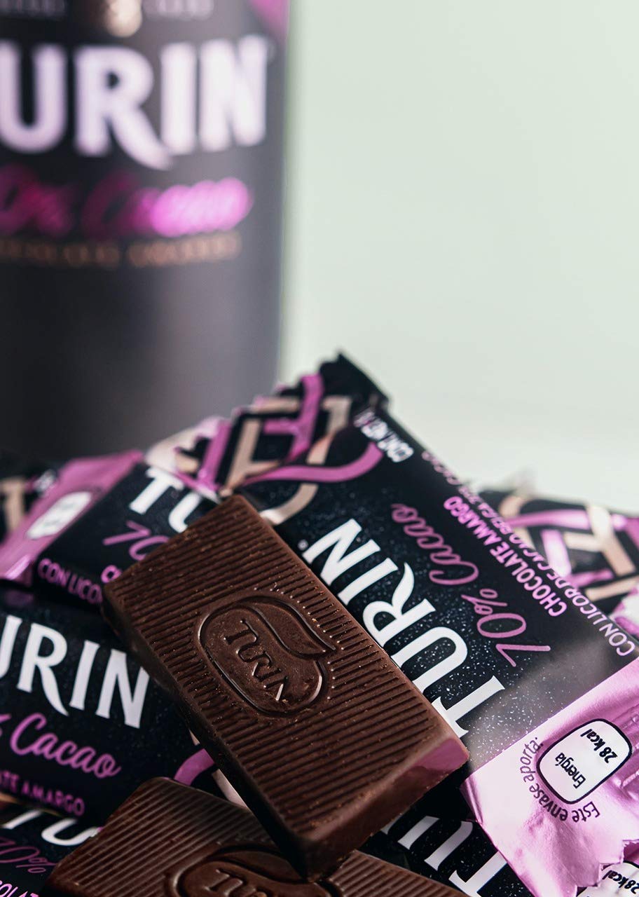 Turin Bitter chocolate bar - Chocolate amargo en barra 70% Cacao ONLY 28Kcal per unit