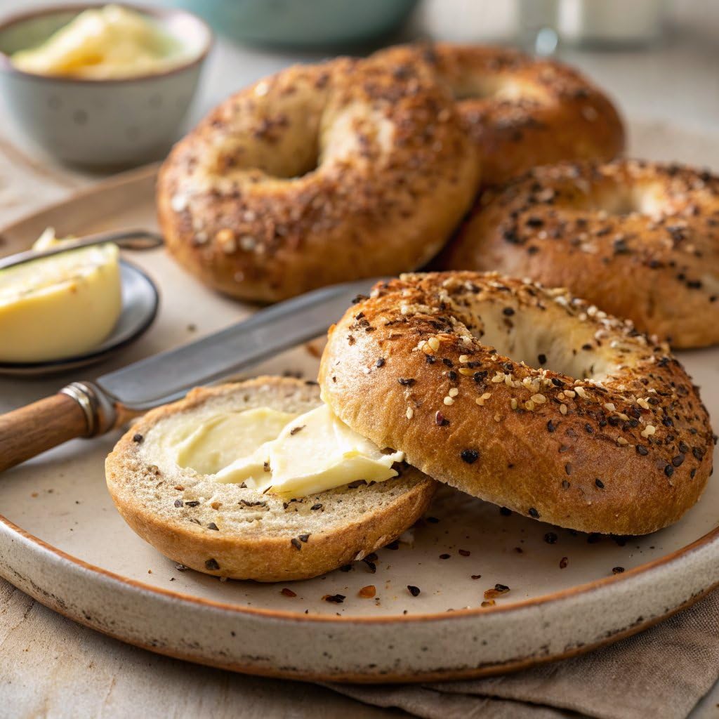 One Mighty Mill Whole Wheat Everything Bagels | 4 count - 12oz.