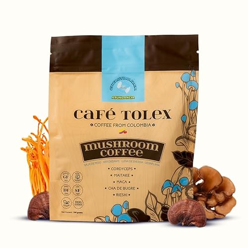 Energybolizer Café Tolex |Instant Columbian Brew Coffee with Added Mushrooms, Maca, Kola Nut, Guarana, and Yerba Mate
