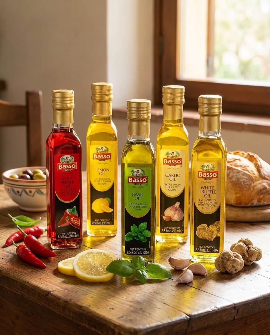 BASSO 1904 - Lemon Oil, Infused Premium Extra Virgin Olive Oil, 8.5 Fl Oz (250 ml), Finishing, Cooking, Dipping, Dressing, and Tasting