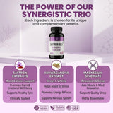 CIRCLE OF NATURE Saffron Supplement 88.5 mg with Ashwagandha & Magnesium Glycinate, Mood Uplifter, Eye Health & Better Rest, 60 Clean Capsules, Made