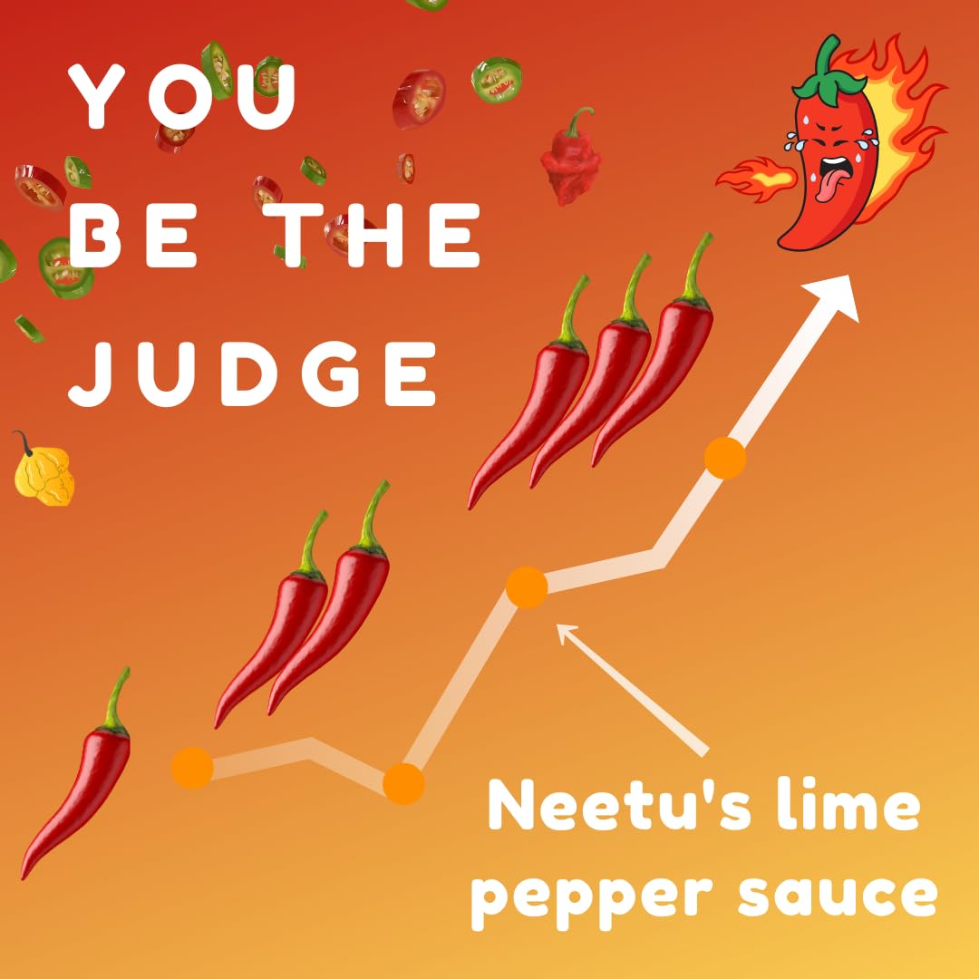 Neetu's Delight: Caribbean Fusion - Lime Pepper (Hot) Sauce 14.5oz (Net Wt. 375ml) | Full of Flavour | Medium Heat | Made with Scotch Bonnet Peppers |