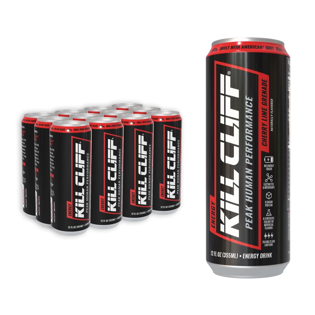 Kill Cliff Energy Drink - 150mg Caffeine - Cherry Lime Grenade 12 Pack