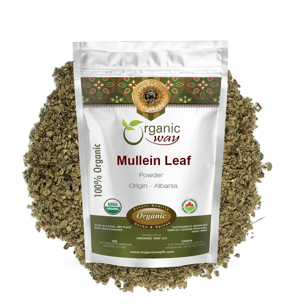 Organic Way Mullein Leaf Powder (Verbascum thapsus) - European Wild-Harvest | Organic & Kosher Certified | Vegan, Non GMO & Gluten Free | USDA