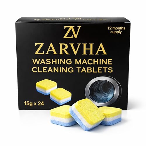ZARVHA Deep Cleaning Washing Machine Cleaner Tablets - 24 Count (1 Year Supply) - Effective Residue & Limescale Remover for HE and Standard Front or