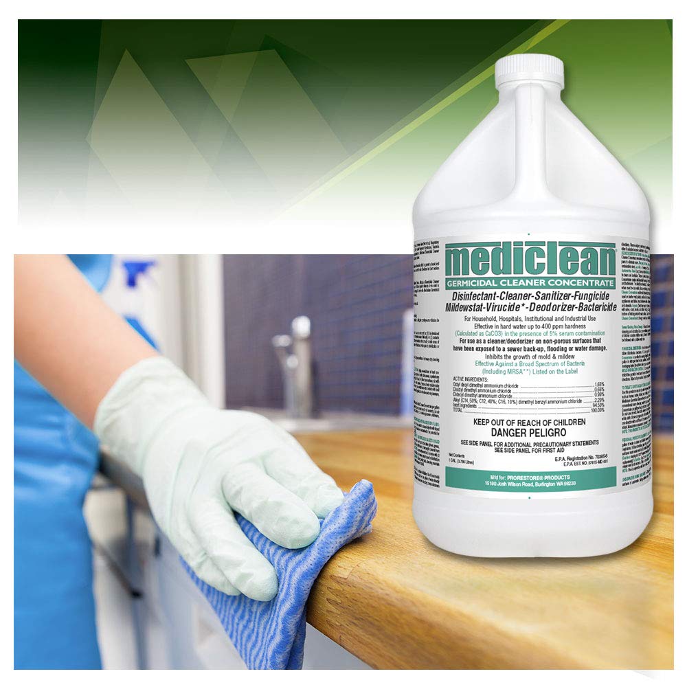 Mediclean Germicidal Cleaner Concentrate, Disinfectant, Sanitizer, Deodorizer, Fungicide, Mildewstat, Virucide, Lemon Scent, Hospitals, Industrial