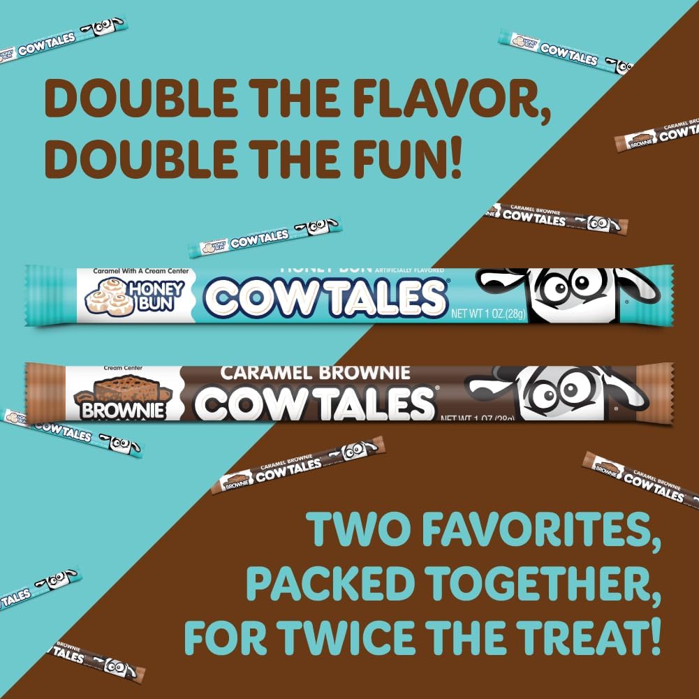 Goetze's Candy Bake Shoppe Cow Tales Mix - Honey Bun & Caramel Brownie - 36ct. Canister - Fresh from the Factory
