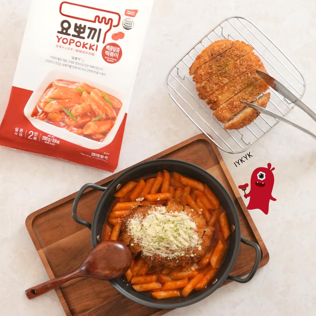 Yopokki Instant Tteokbokki Pack (Sweet Mild Spicy, Pack of 2) Korean Street food with sweet and moderately spicy sauce Topokki Rice Cake - Quick