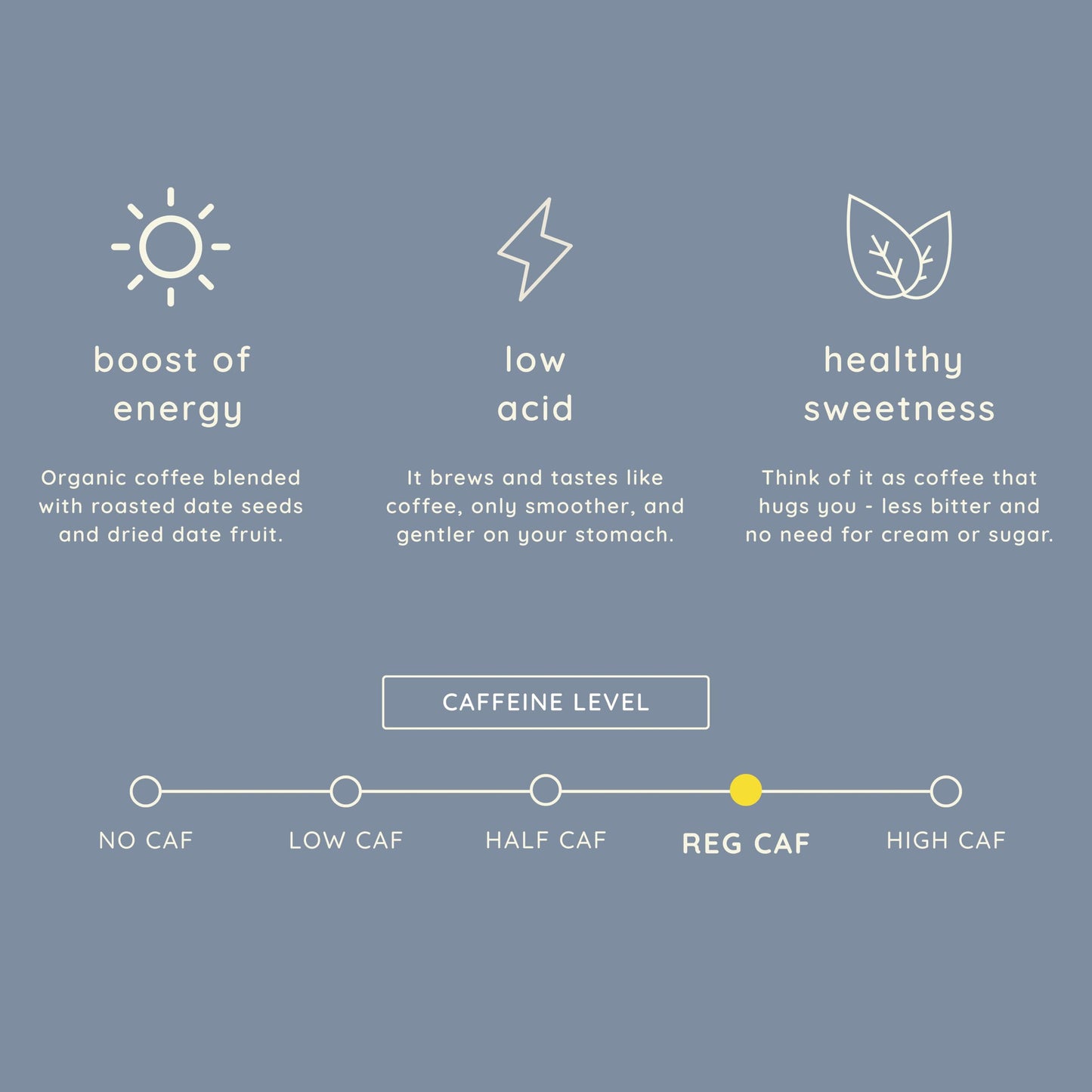 Elevate by Tamar Date Coffee | Organic Blend of Coffee & Whole Dates | Low Acid Ground Coffee | Healthy Sweetness | Lower Caffeine | Tested for Mold
