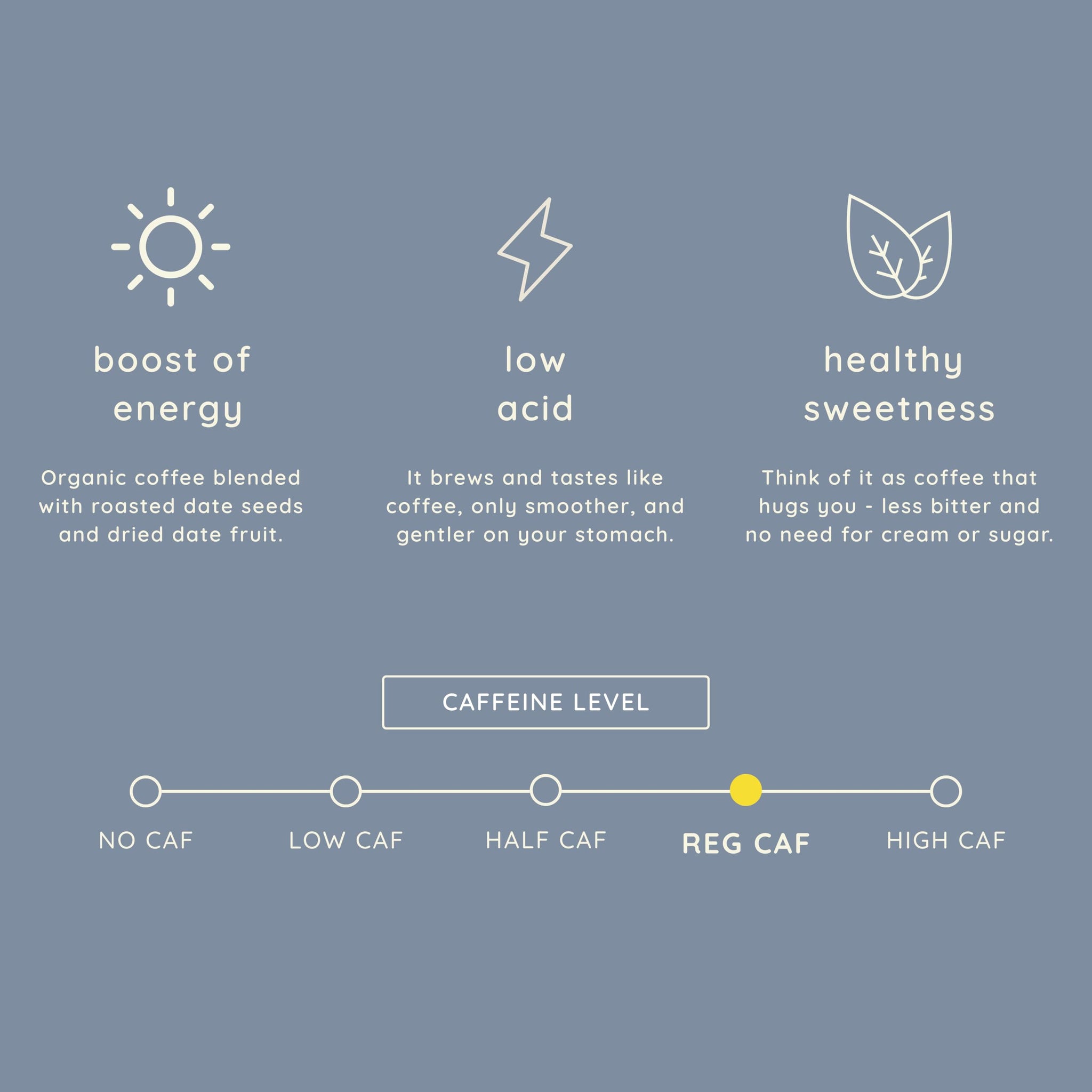 Elevate by Tamar Date Coffee | Organic Blend of Coffee & Whole Dates | Low Acid Ground Coffee | Healthy Sweetness | Lower Caffeine | Tested for Mold