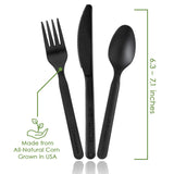 Ecovita 100% Compostable Forks Spoons Knives Cutlery Combo Set - 380 Large Disposable Utensils (7 in.) Eco Friendly Durable and Heat Resistant