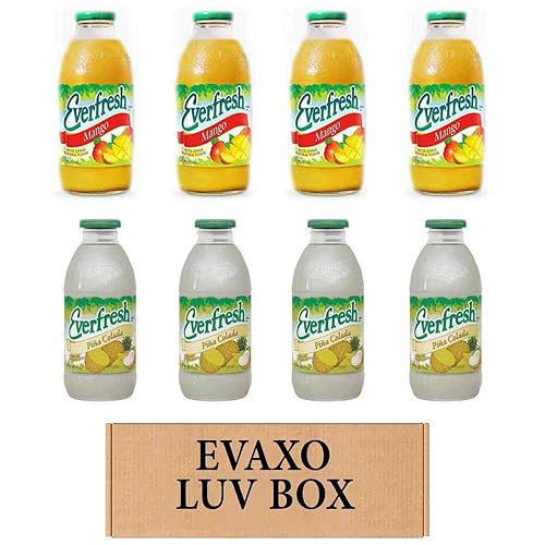 Evaxo Mango, Pina Colada Juice Variety Pack, 8 Count, 16 oz. Each, Box