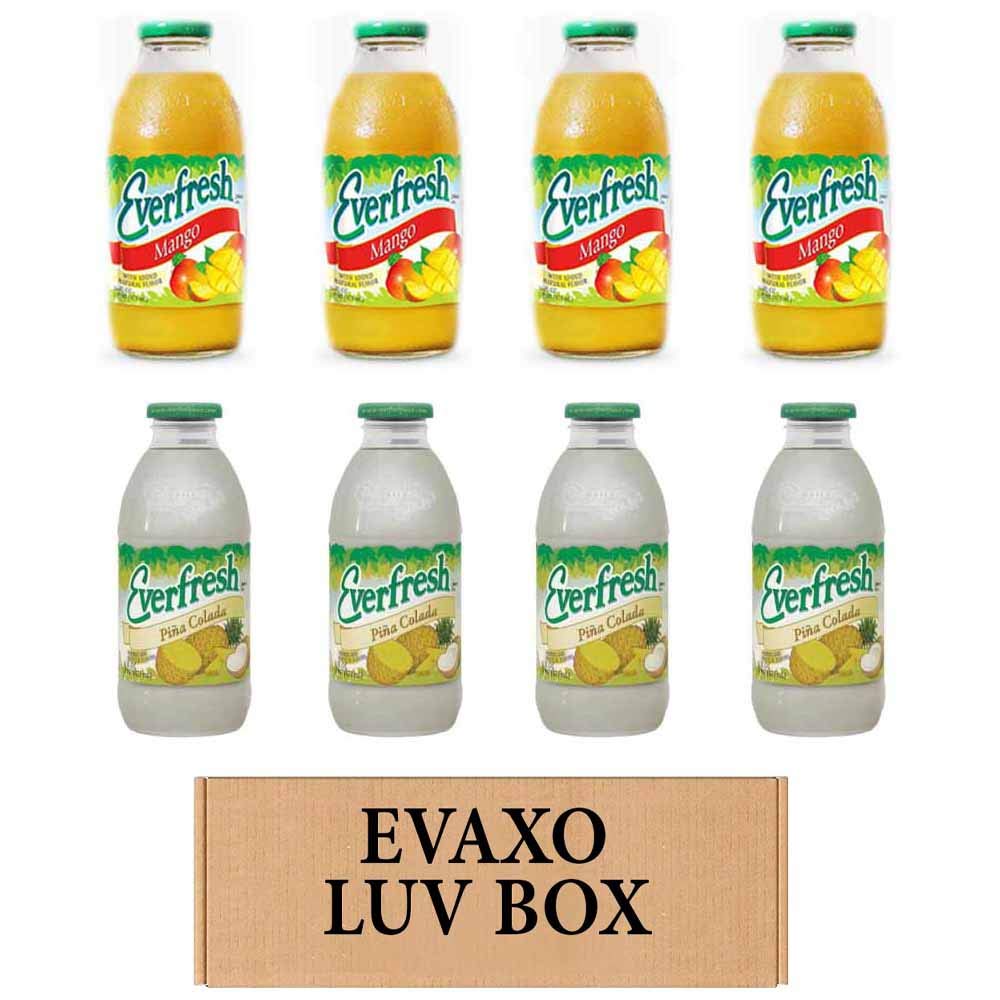 Evaxo Mango, Pina Colada Juice Variety Pack, 8 Count, 16 oz. Each, Box